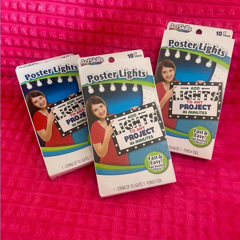 Poster Lights For School Projects - White String Light Pack - Set of 3